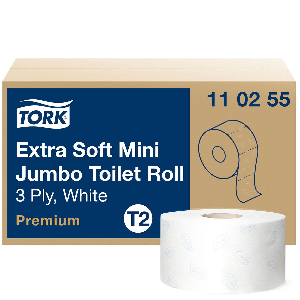 Tork 110255 Premium T2 Mini Jumbo 3lags toiletpapir 12 ruller