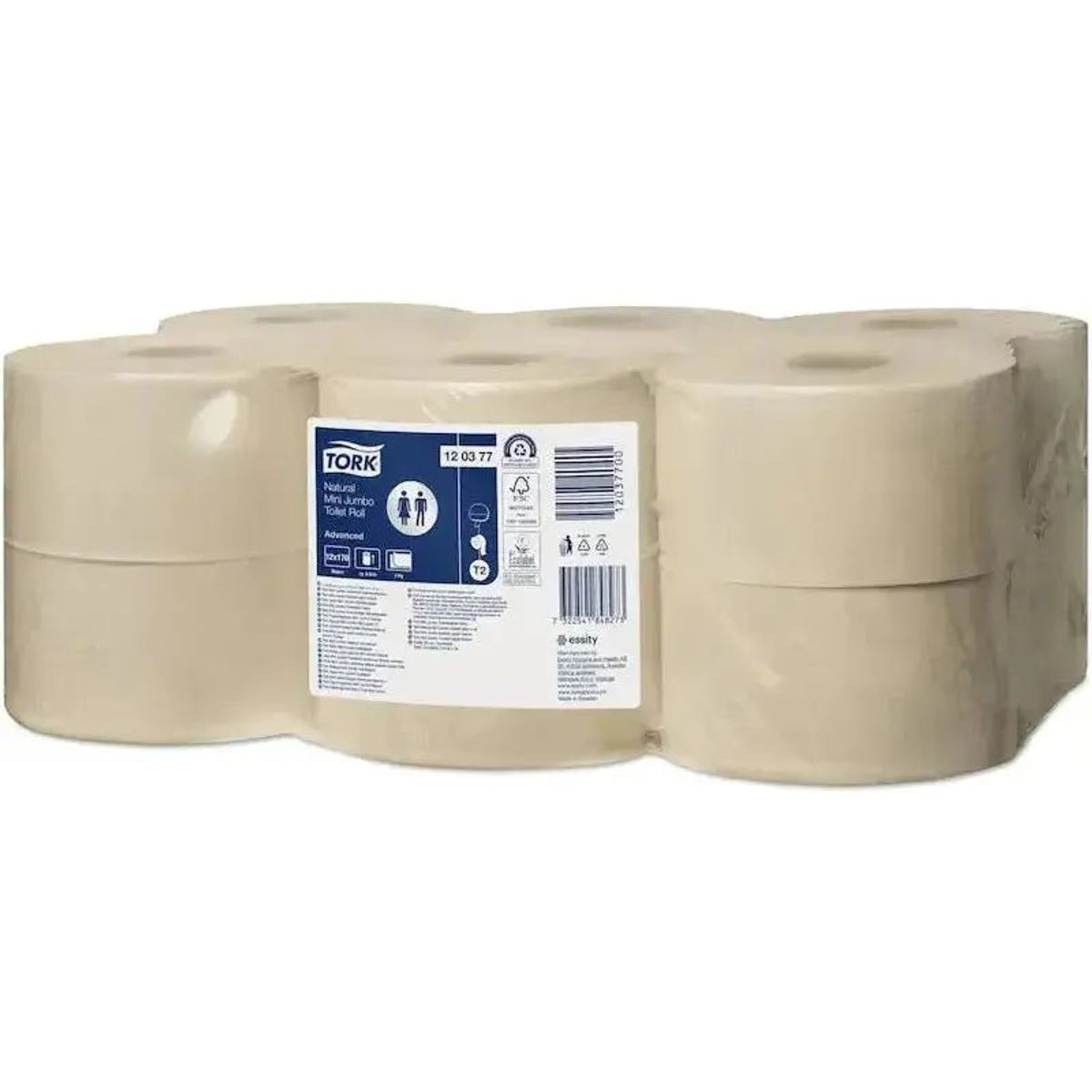 Tork Advanced 120377 Mini Jumbo toiletpapir natur 12 ruller 2-Lags 170 meter