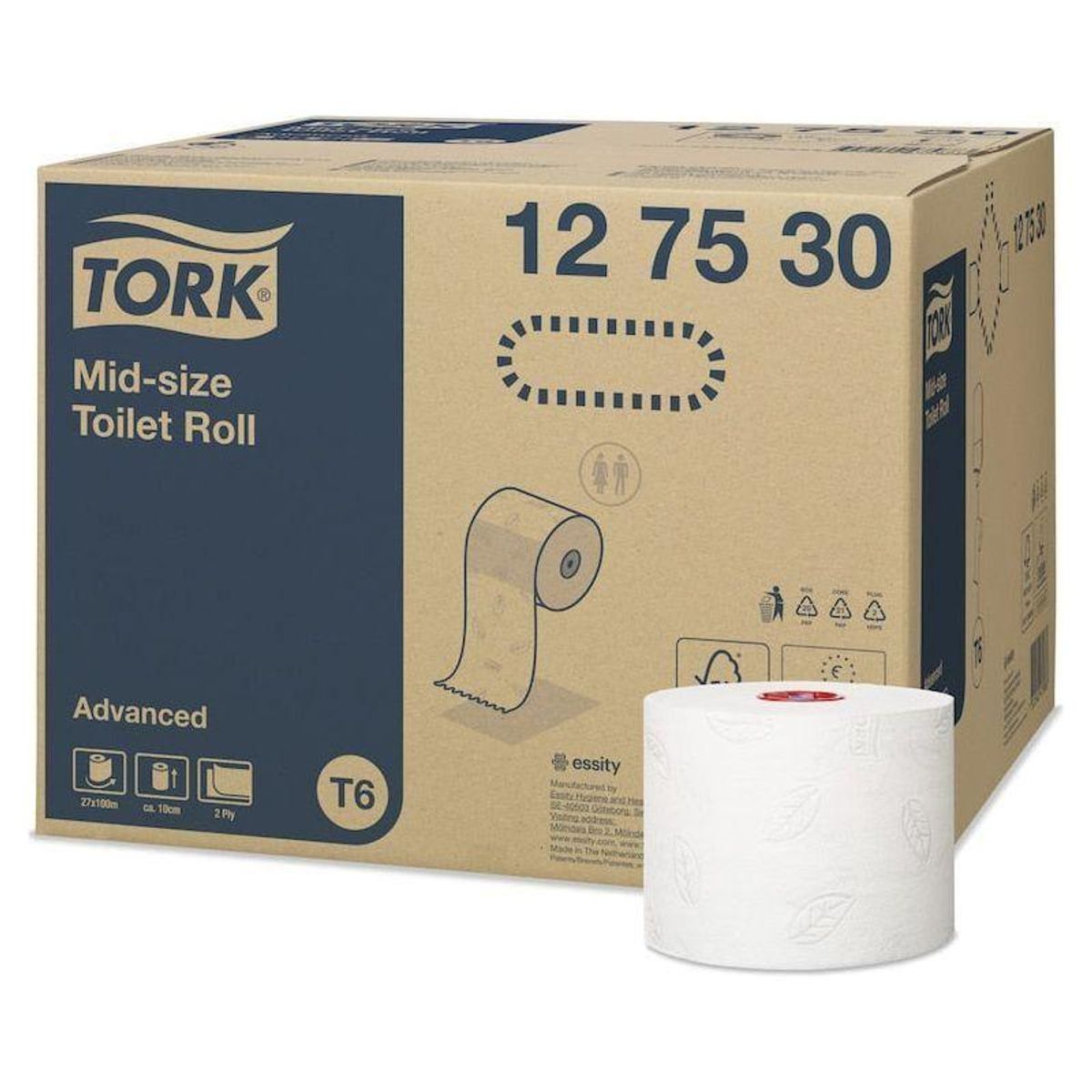 Tork Advanced midi toiletpapir 2 lag 27 ruller T6 127530