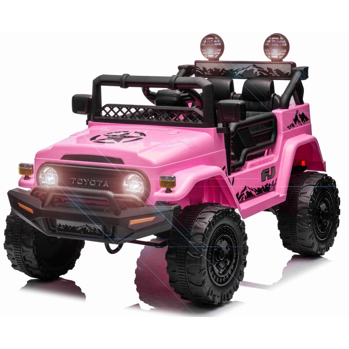 Toyota FJ Cruiser m/4x12V Motor + Gummihjul + Lædersæde, Pink