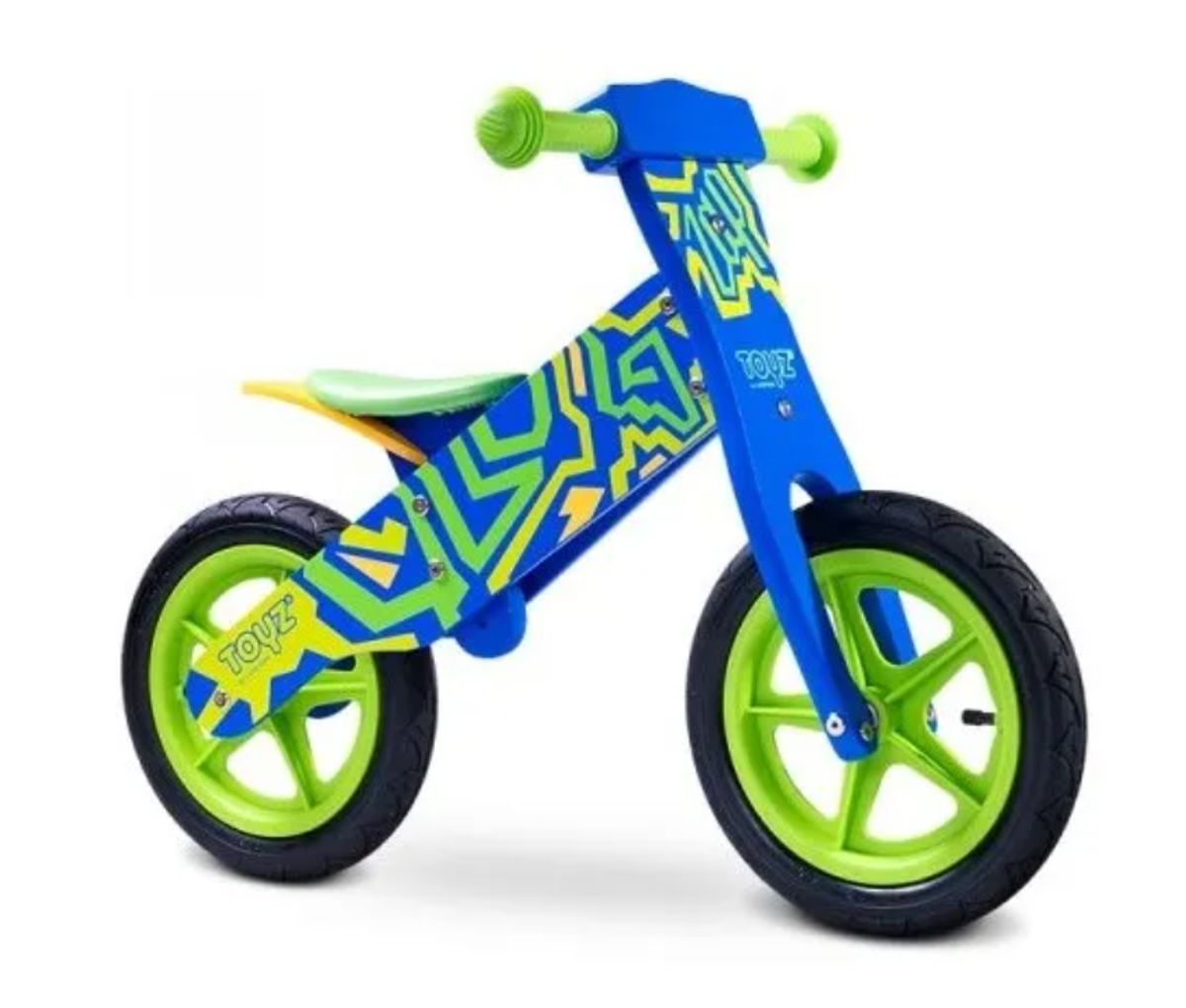 Toyz Zap Løbecykel i træ - Blå/Grøn - Perfekt til børn fra 3 til 6 år - HURTIG LEVERING