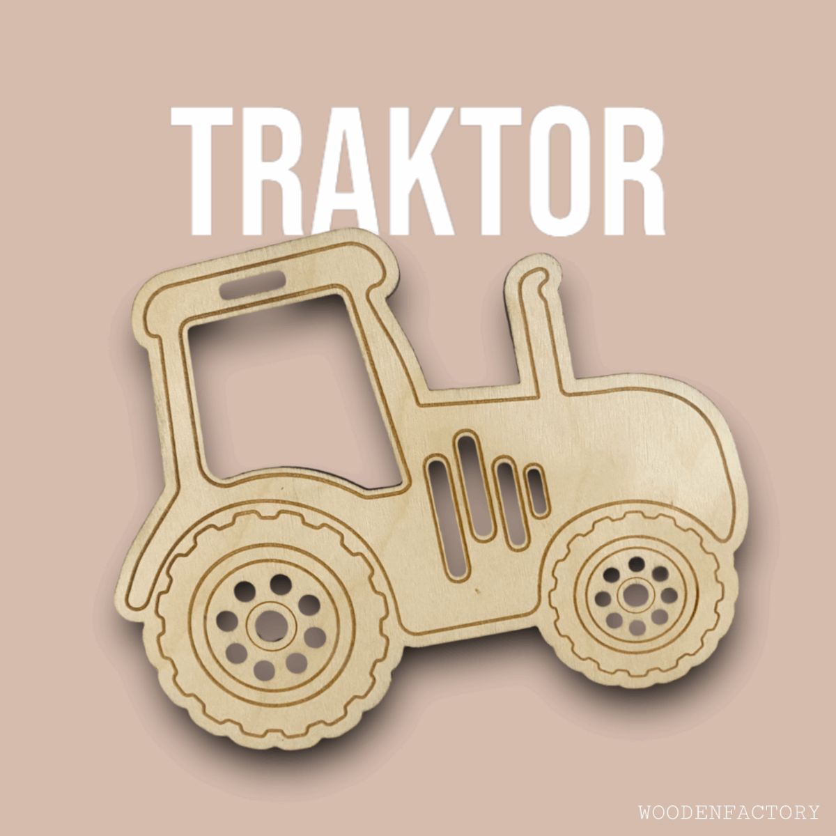 Traktor i træ - Fineret eg / Nej tak