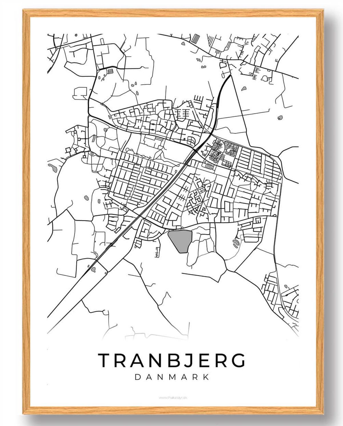 Tranbjerg by plakat - hvid (Størrelse: L - 50x70cm (B2))