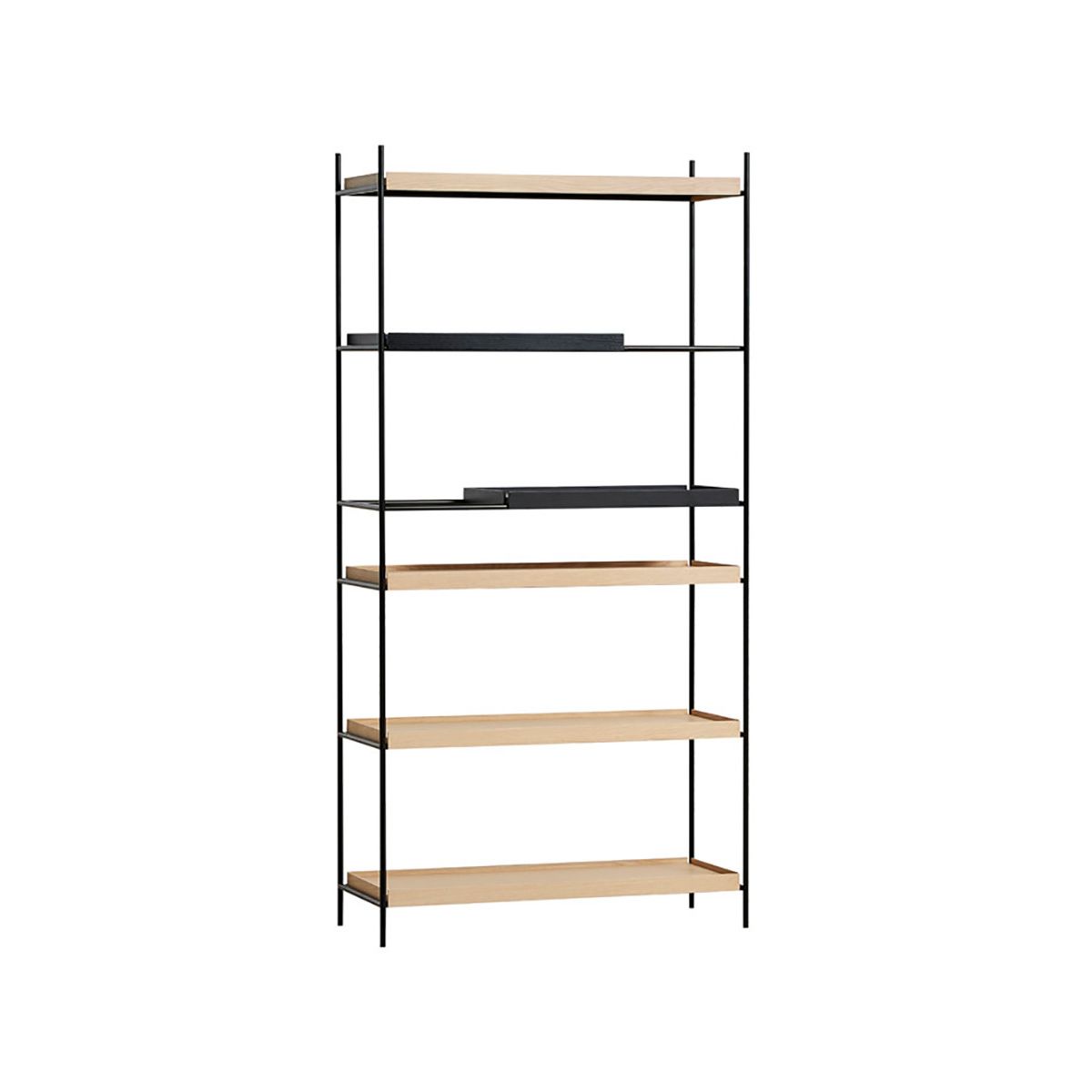 Tray Shelf, høj fra Woud (Black: 2 short / Oak: 4 wide)