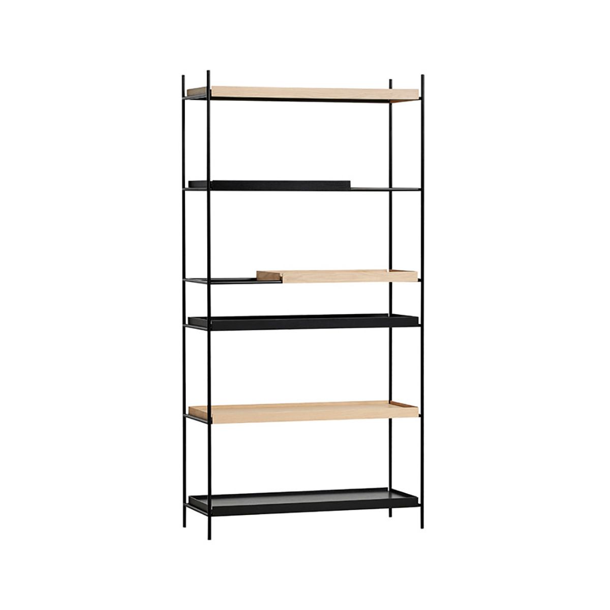 Tray Shelf, høj fra Woud (Black: 2 wide, 1 short / Oak: 2 wide, 1 short)