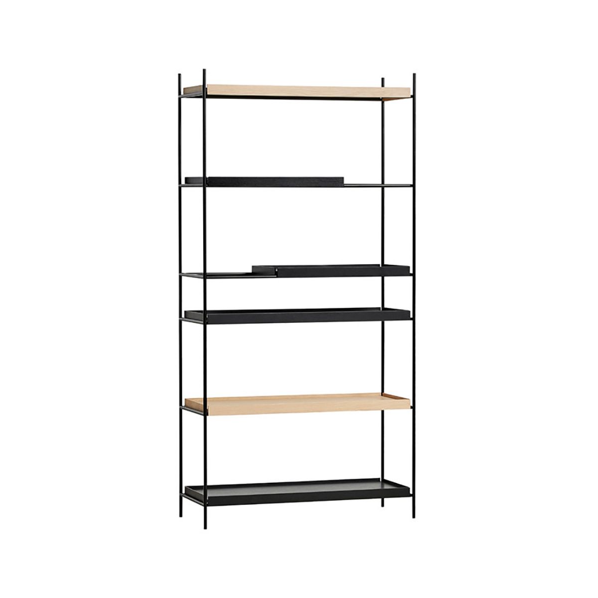 Tray Shelf, høj fra Woud (Black: 2 wide, 2 short / Oak: 2 wide)