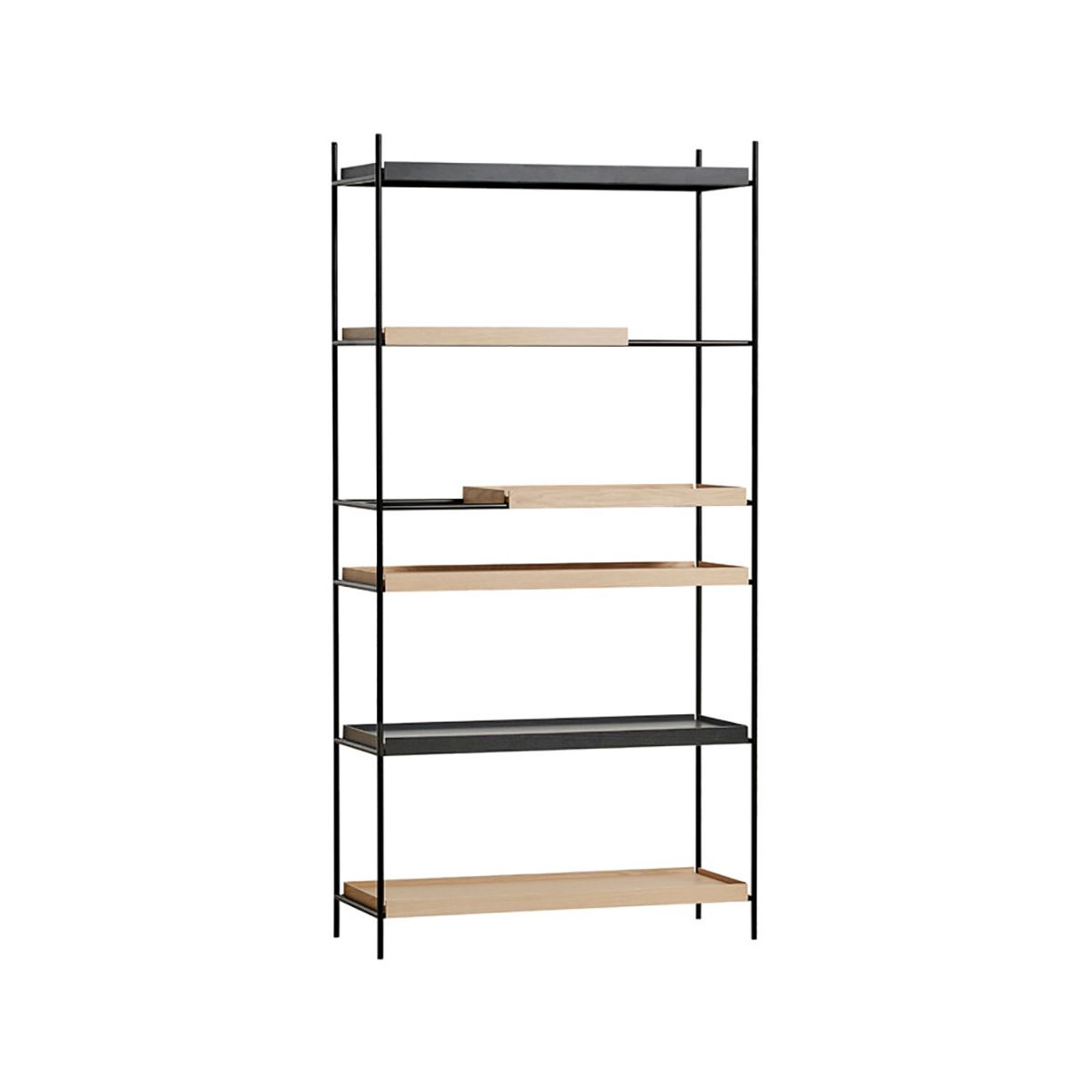 Tray Shelf, høj fra Woud (Black: 2 wide / Oak: 2 wide, 2 short)