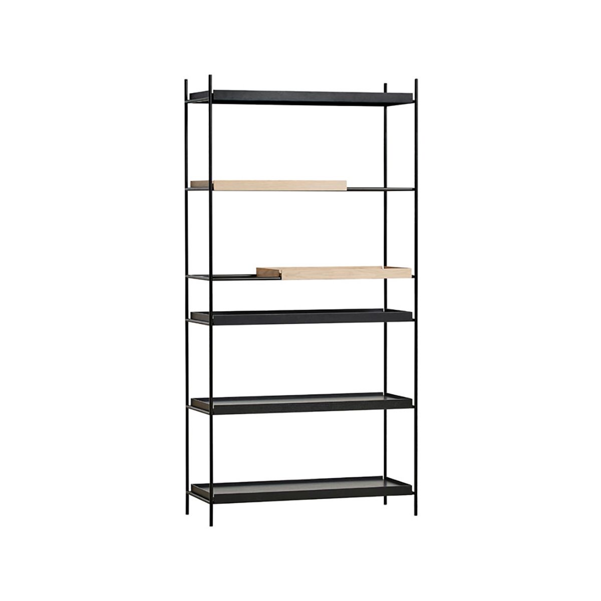 Tray Shelf, høj fra Woud (Black: 4 wide / Oak: 2 short)