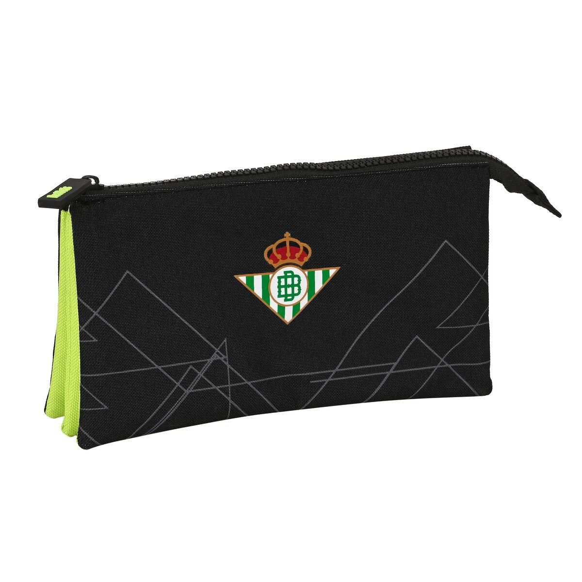 Tredobbelt bæretaske Real Betis Balompié Sort Lime 22 x 12 x 3 cm