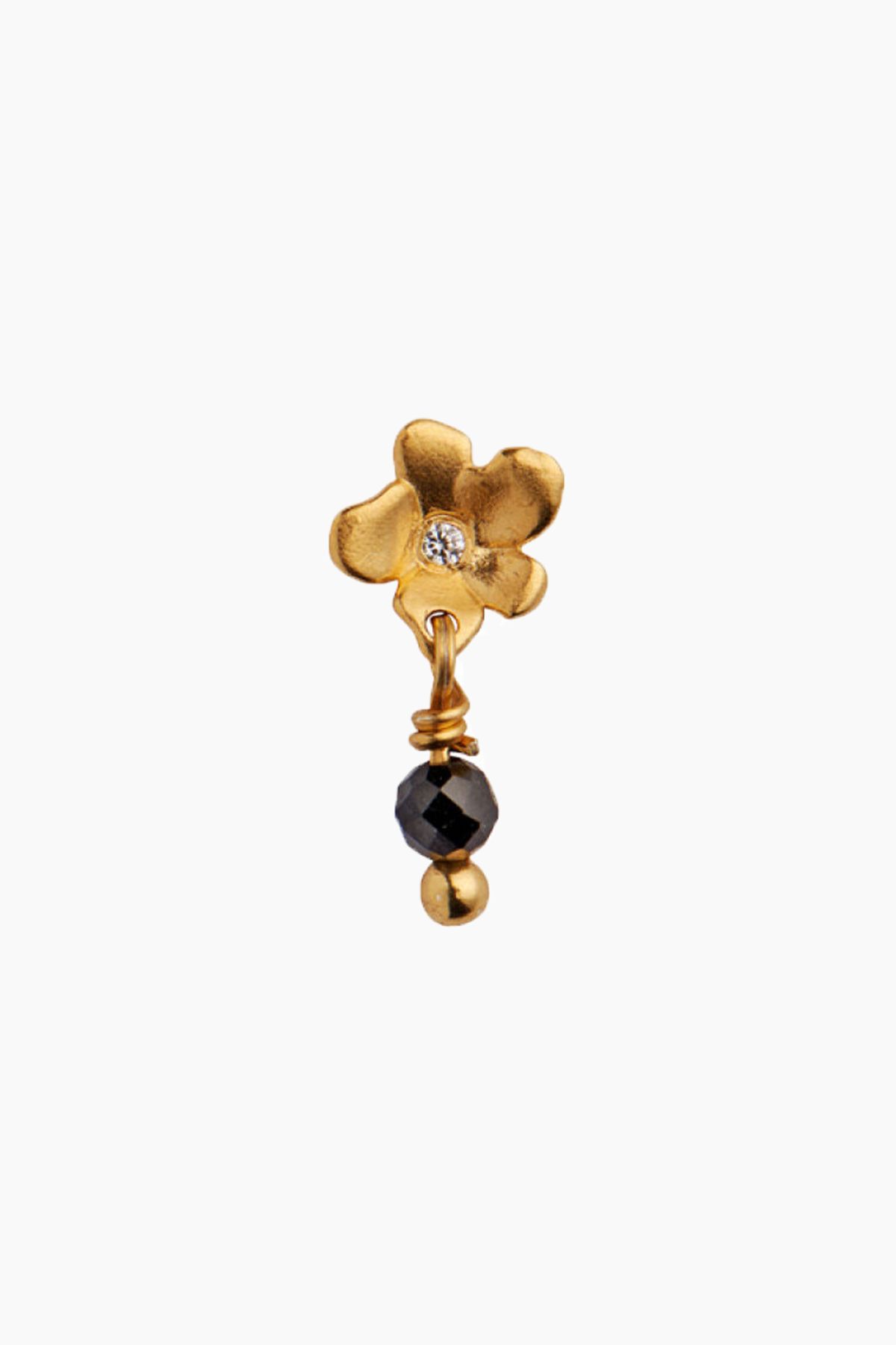 Tres Petit Garden Flower Earring w/ Black Spinel - Gold - Stine A - Guld One Size