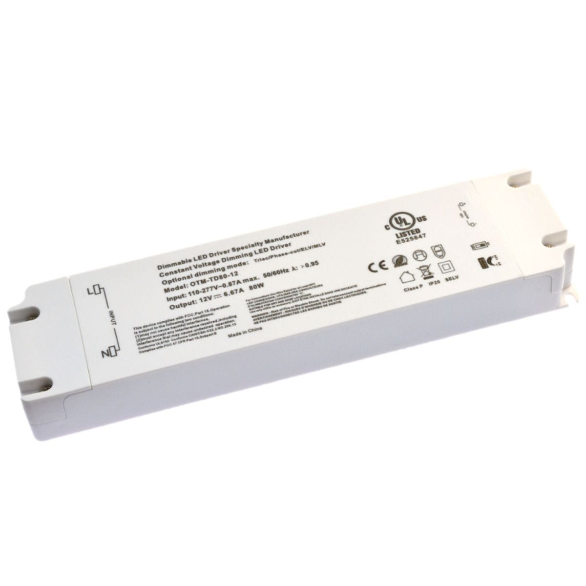 TRIAC 12V DC LED driver, 80Watt, dæmpbar - OTM-TD80