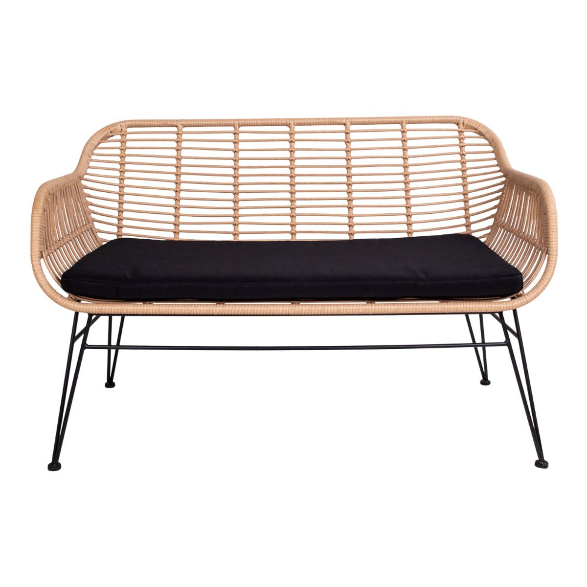 Trieste Sofa - Sofa I Polyrattan Med Hynde, Natur Med Sorte Ben