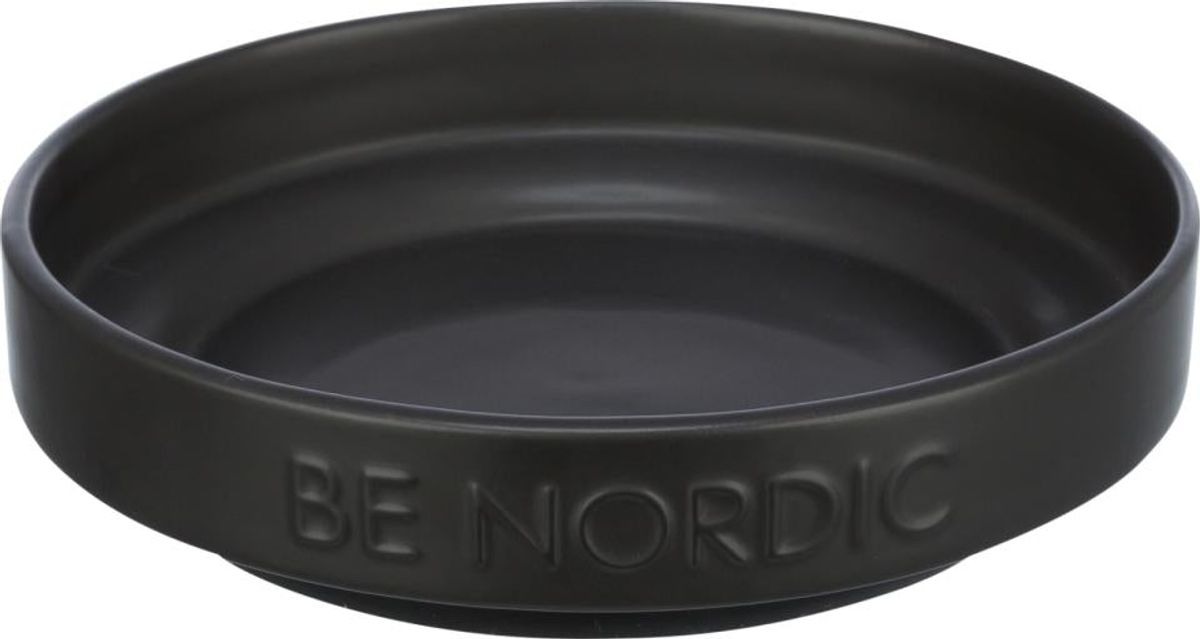 Trixie - BE NORDIC bowl, flat, ceramic/rubber ring, 0.3L/ø16cm, black