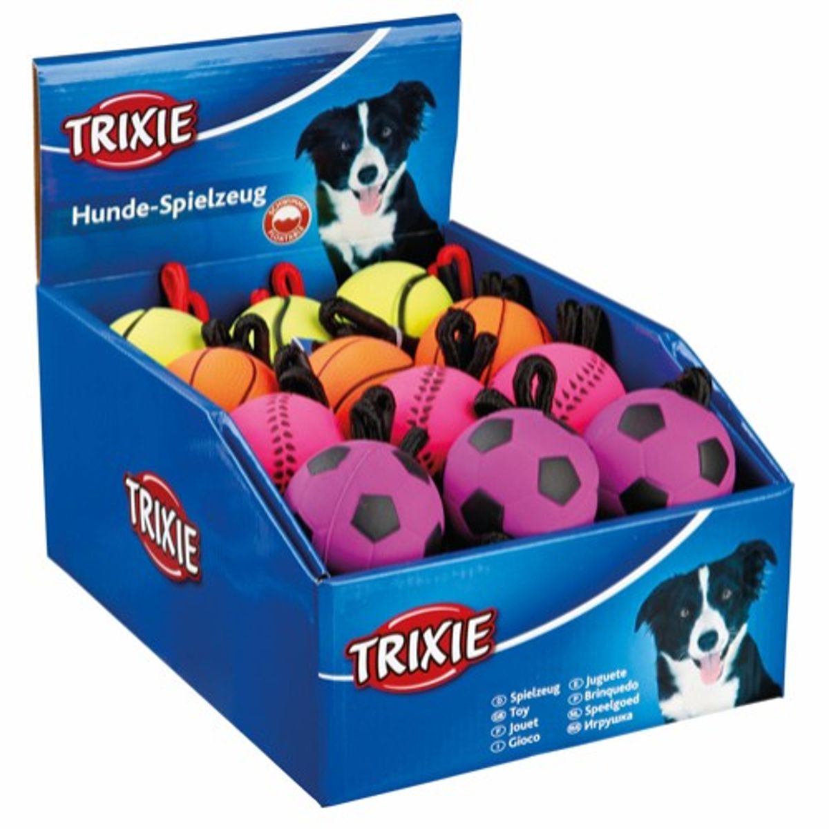 Trixie Hundelegetøjs Mosgummi Bold - Med Snor - Ø6cm