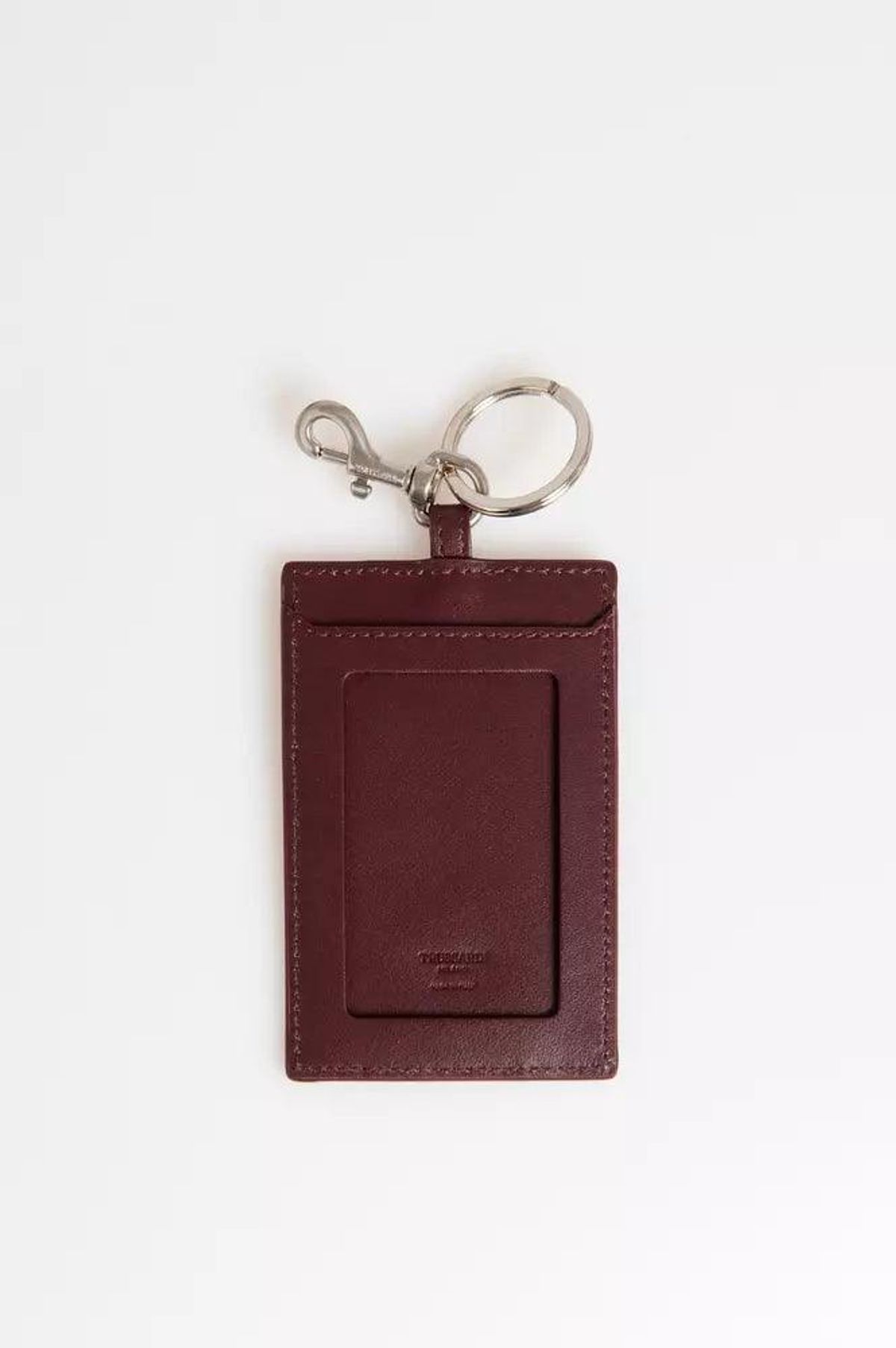 Trussardi Elegant Leather Keychain with Stud Accents