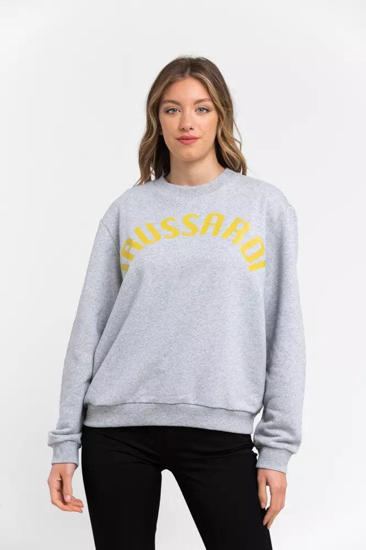 Trussardi Gray Cotton Dame Sweater