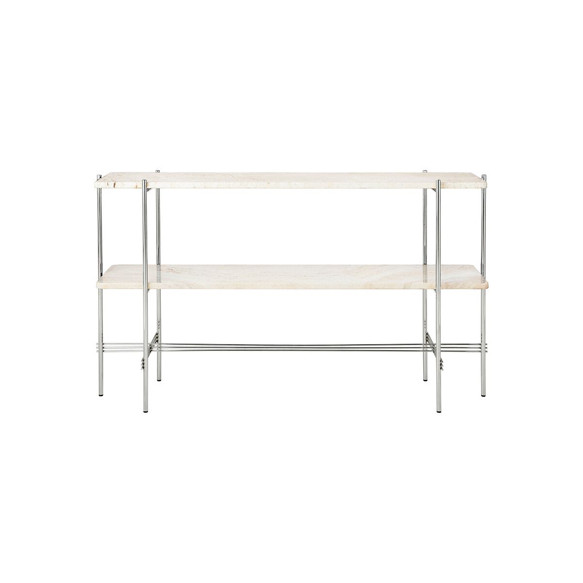 TS Console, 2 rack fra GUBI (Travertine / Poleret stål)