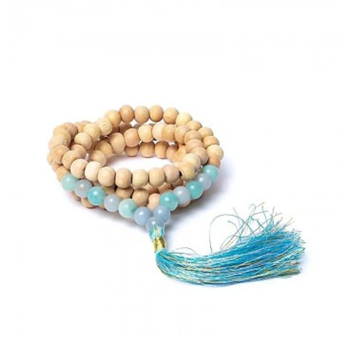 Tulsi Mala Amazonit og Angelit - Mala Halskæder - GodKarmaShop