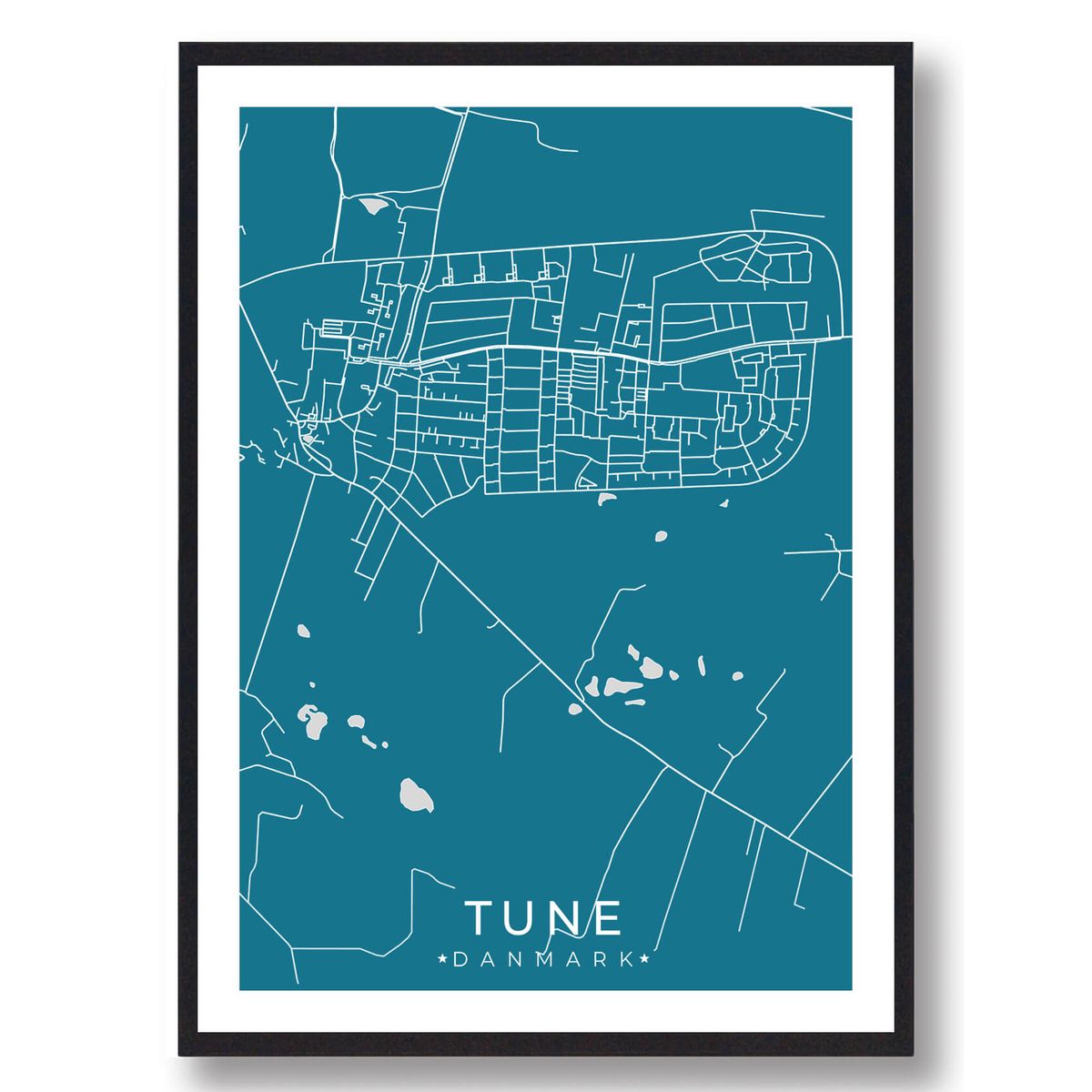 Tune by plakat - blå (Størrelse: L - 50x70cm (B2))