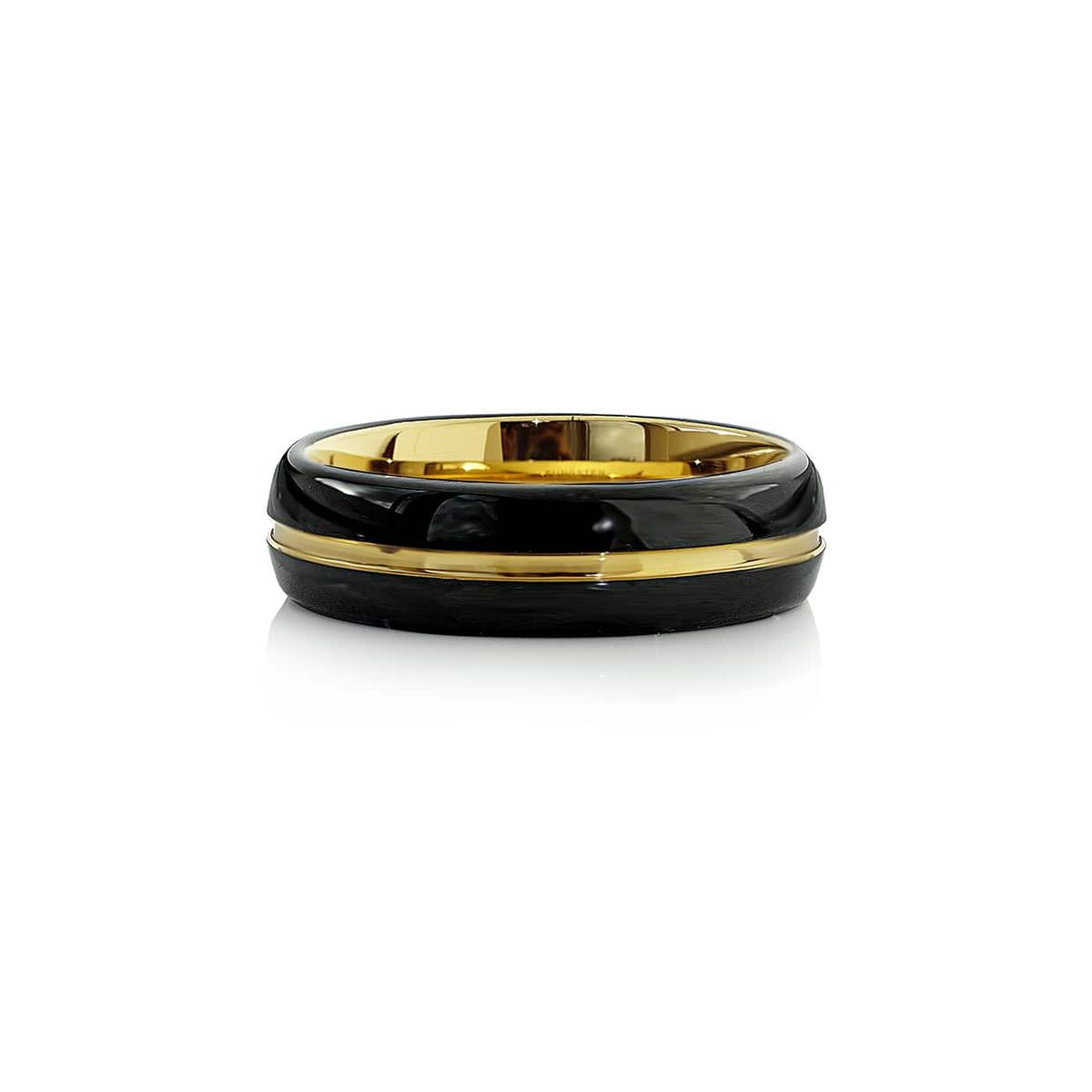 Tungsten ring sort & guld bred