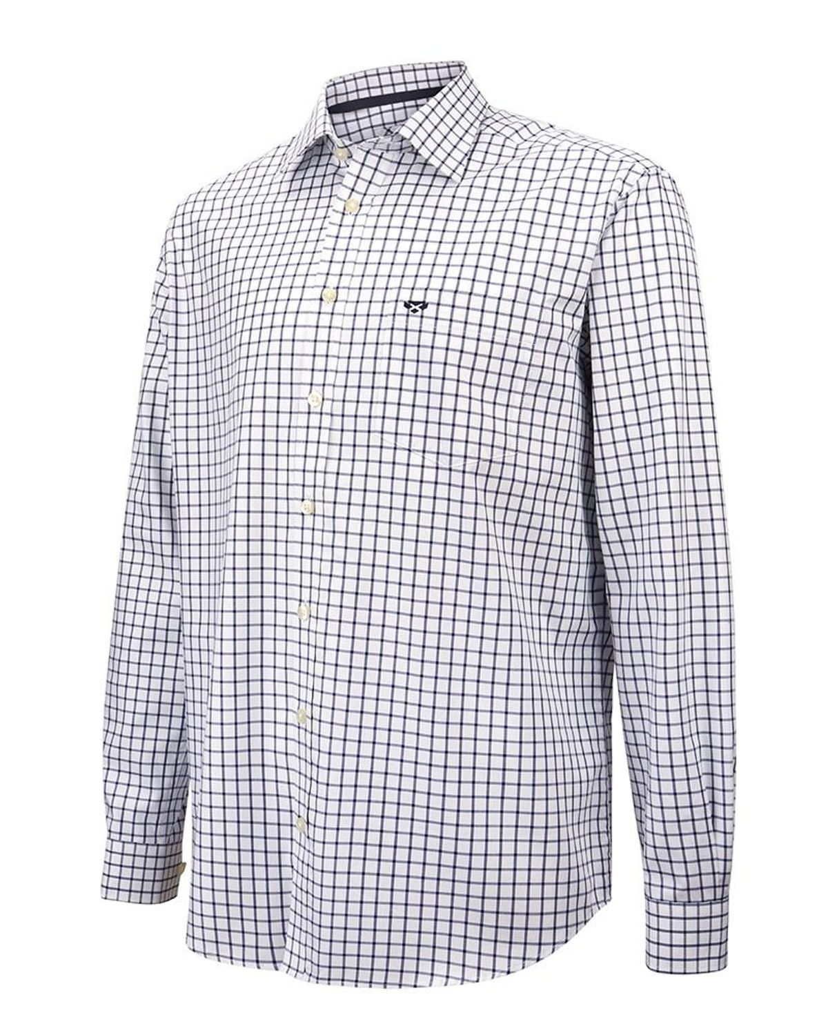 Turnberry twill skjorte, hvid/blå tern, small - S