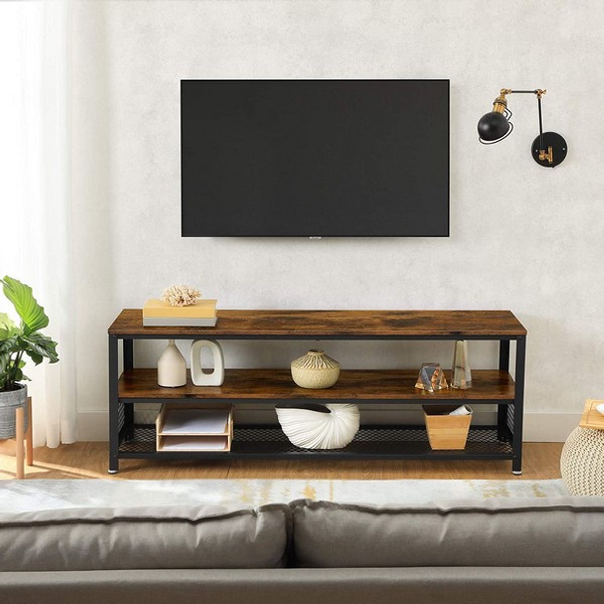 TV-bænk - TV-bord i industrielt design - rustik brun 140x40x52 - Borde > TV-borde - Daily-Living