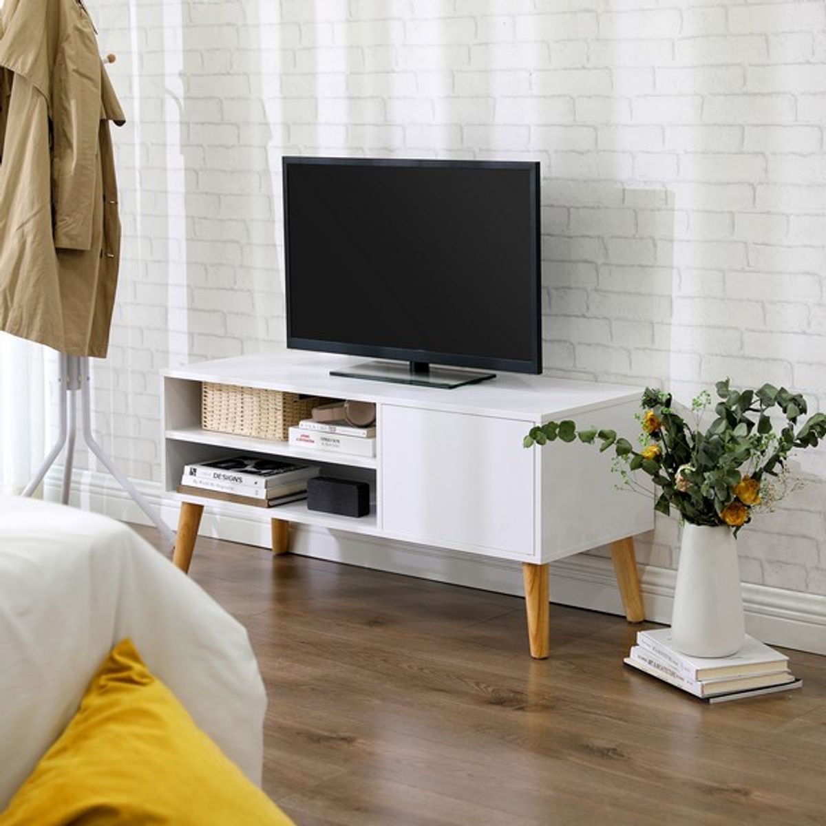 TV-bænk - TV-bord i skandinavisk design - hvid 110 x 40 x 50 - Borde > TV-borde - Daily-Living