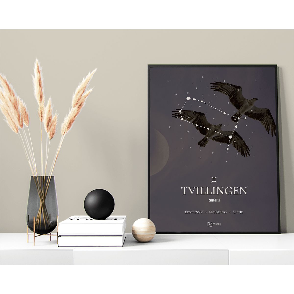 Tvillingen Stjernetegn Plakat Motiv 42×60 cm (A2)