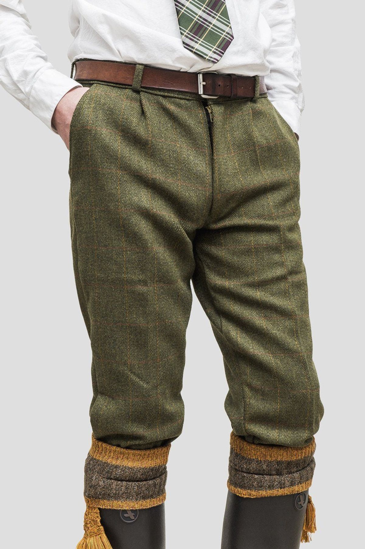 Tweed Breeks knæbukser (Længere udgave), mørk grøn - 32 L