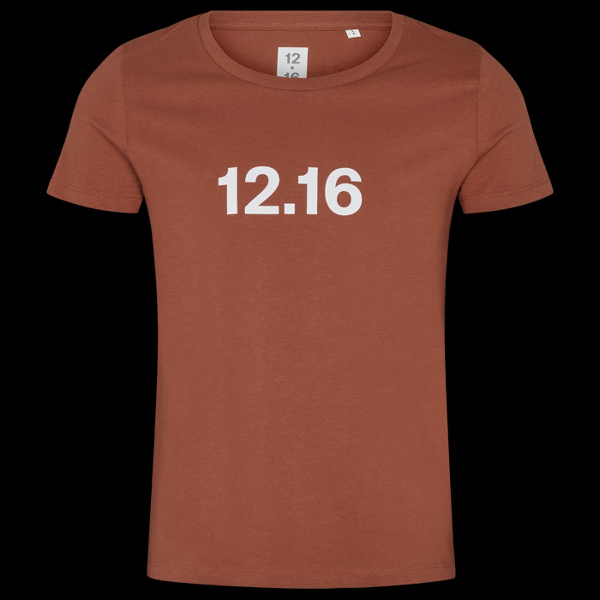 Twelve Sixteen T-Shirt 100% Økologisk Bomuld 12.16 logo caramel - Large / Brown