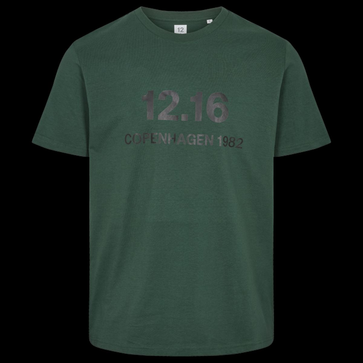 Twelve Sixteen T-Shirt 100% Økologisk Bomuld 12.16 logo Olive - Large