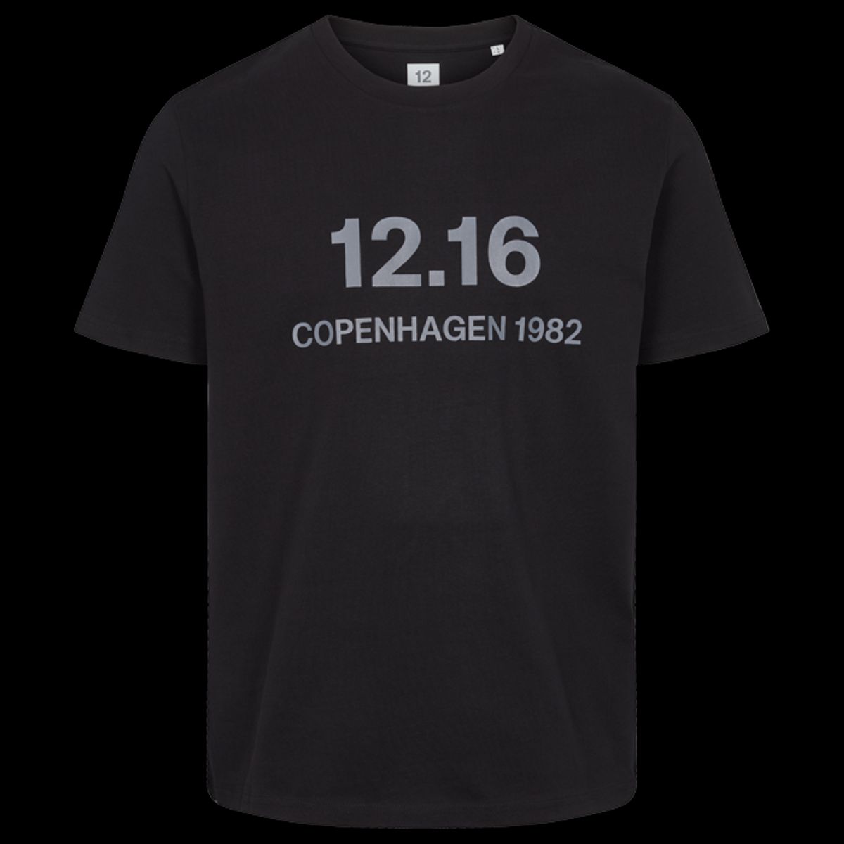 Twelve Sixteen T-Shirt 100% Økologisk Bomuld 12.16 logo Sort - Medium