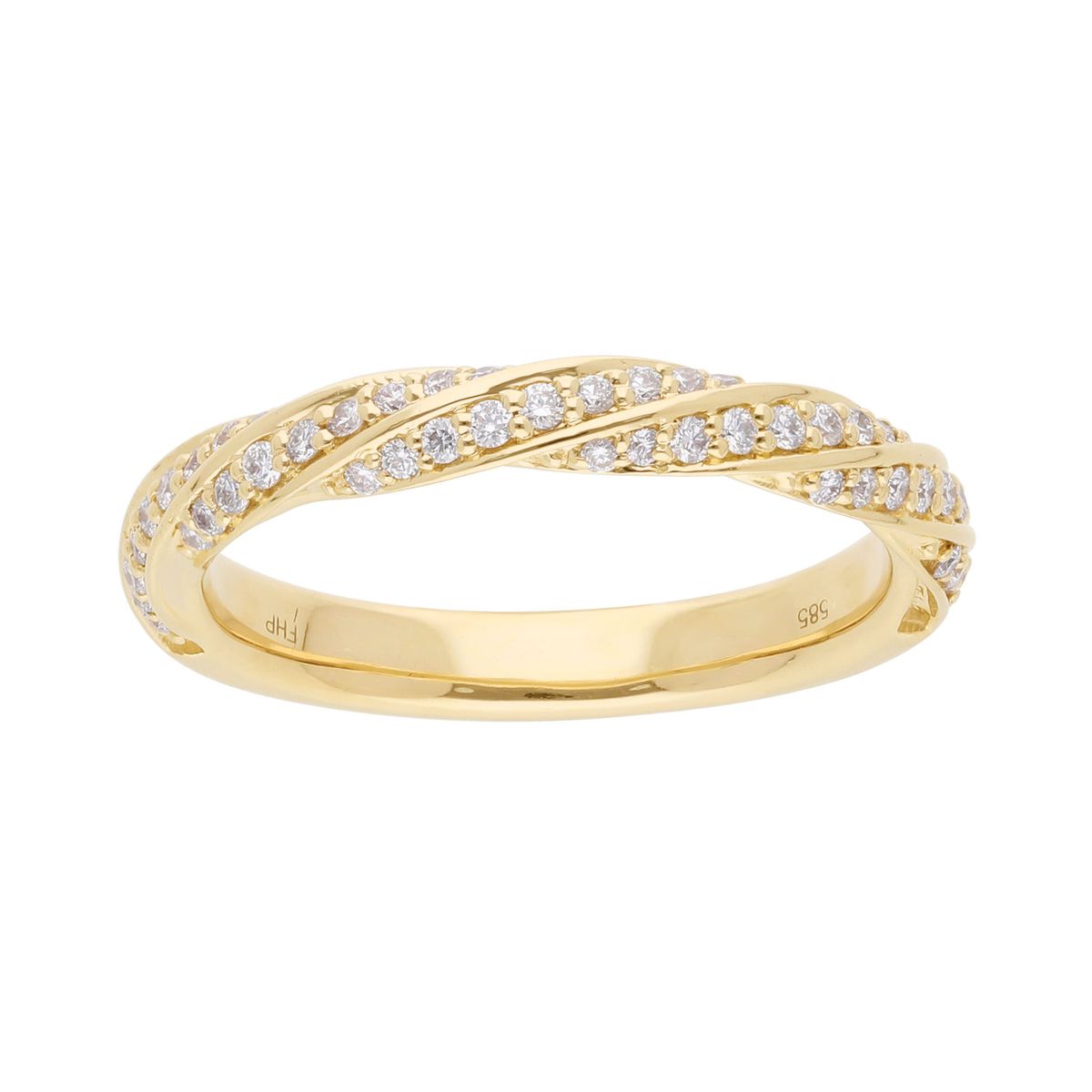 "Twisted" Alliancering i 14 kt. Guld eller hvidguld, 0.25 ct. Diamanter - 50