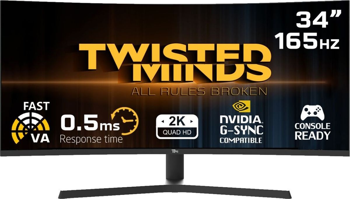 Twisted Minds - Eclipse Pro Series Curve 34 Wqhd - 165hz 0.5ms Va Gaming Monitor