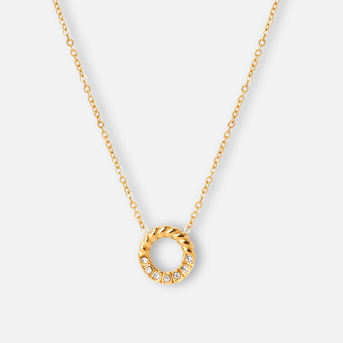 Twisted White Zirkon Halskæde 18K Guldbelagt