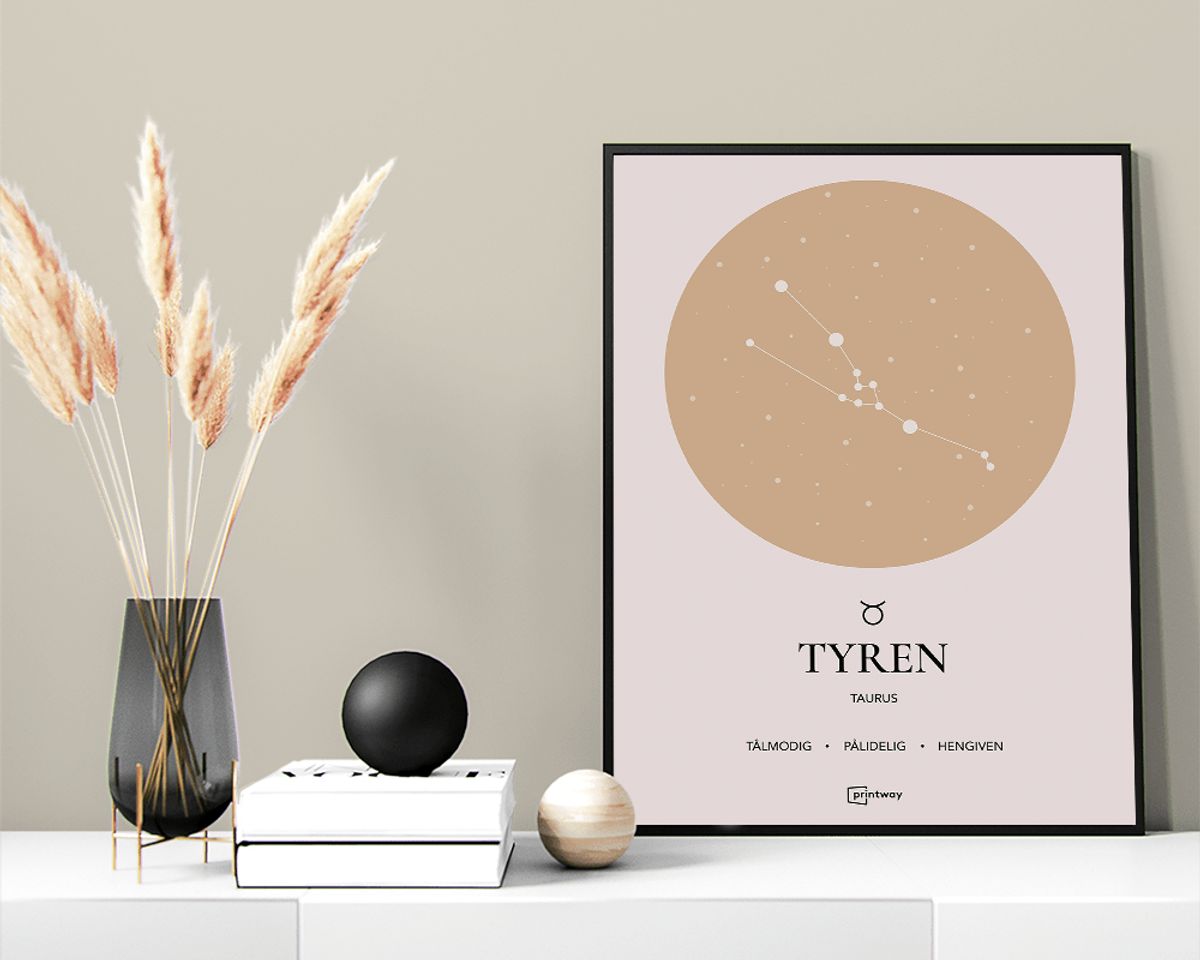 Tyren Stjernetegn Plakat Guld 50×70 cm (B2)