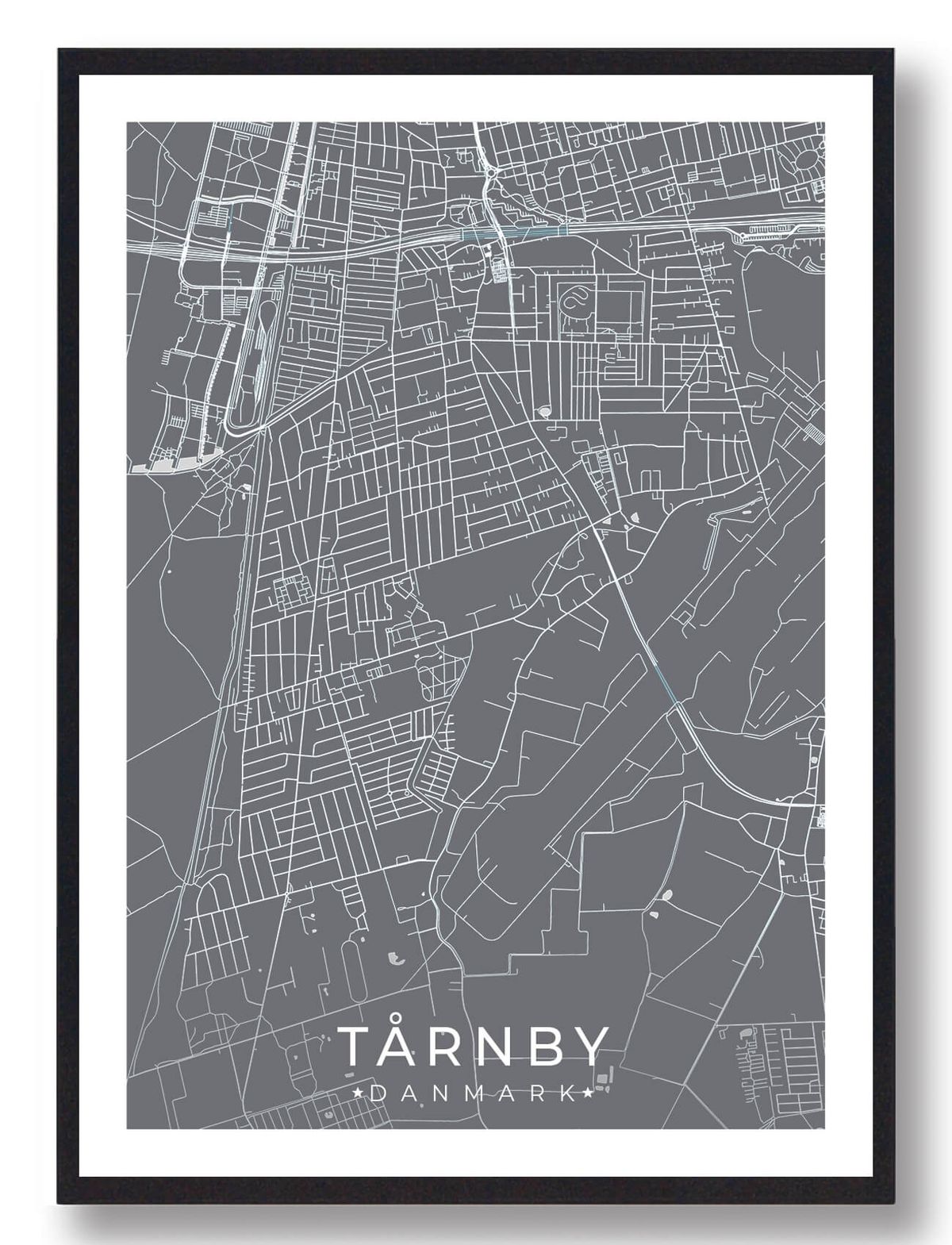 Tårnby by plakat - grå (Størrelse: L - 50x70cm (B2))