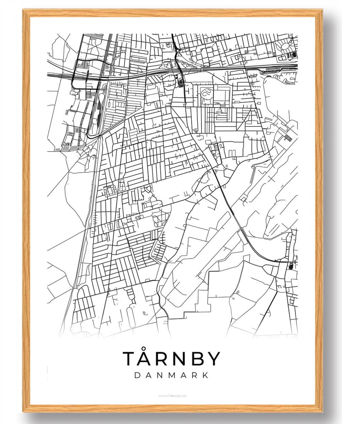 Tårnby by plakat - hvid (Størrelse: L - 50x70cm (B2))