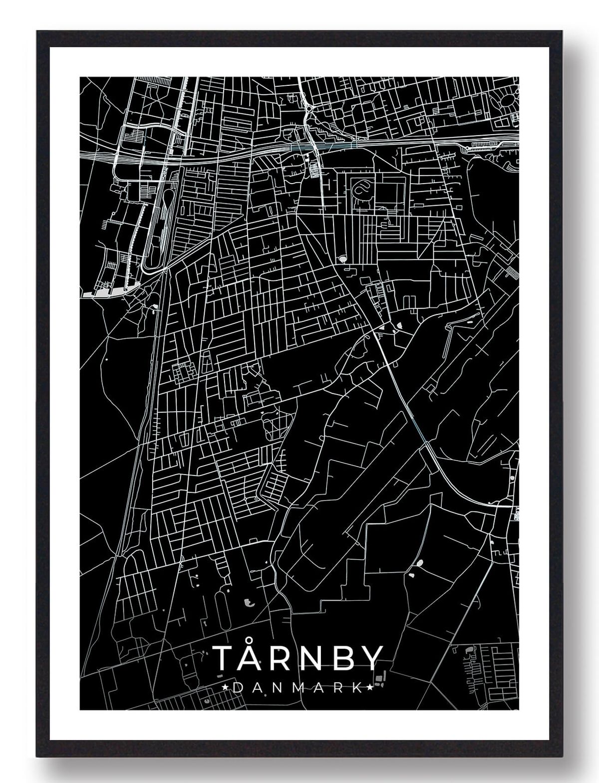 Tårnby by plakat - sort (Størrelse: L - 50x70cm (B2))