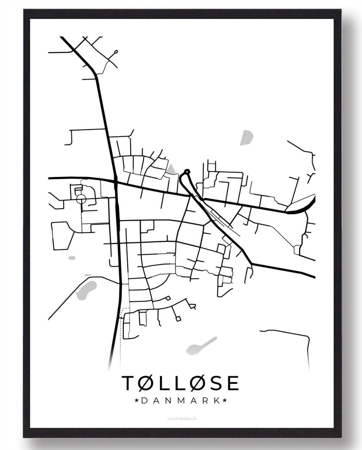 Tølløse by plakat - hvid (Størrelse: L - 50x70cm (B2))