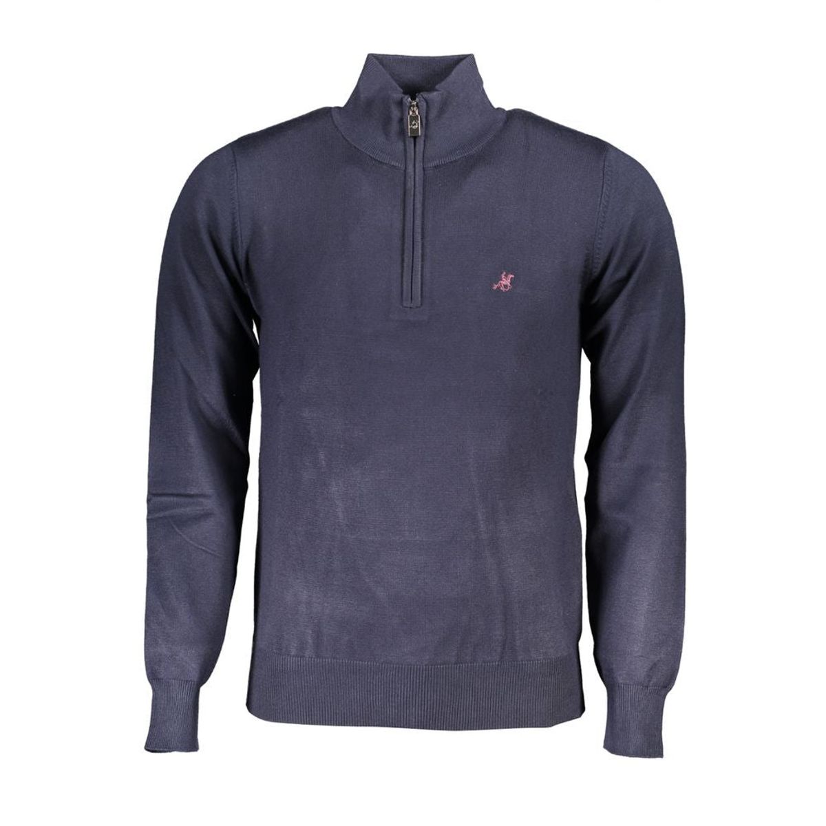 U.S. Grand Polo Elegant Half-Zip Blue Sweater with Embroidered Logo