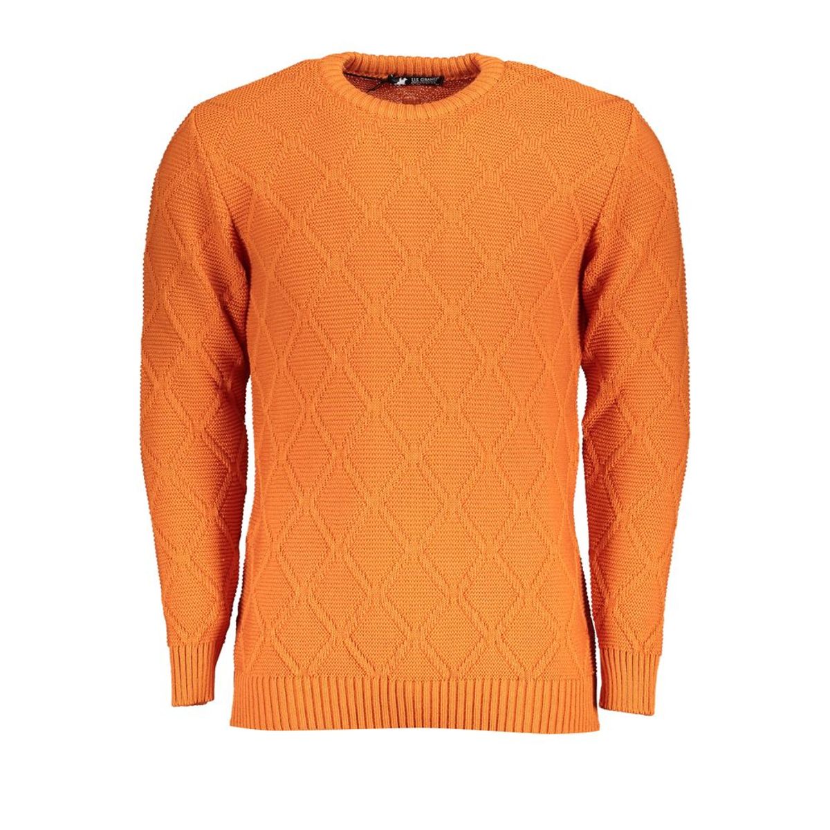 U.S. Grand Polo Orange Diamond Pattern Crew Neck Sweater