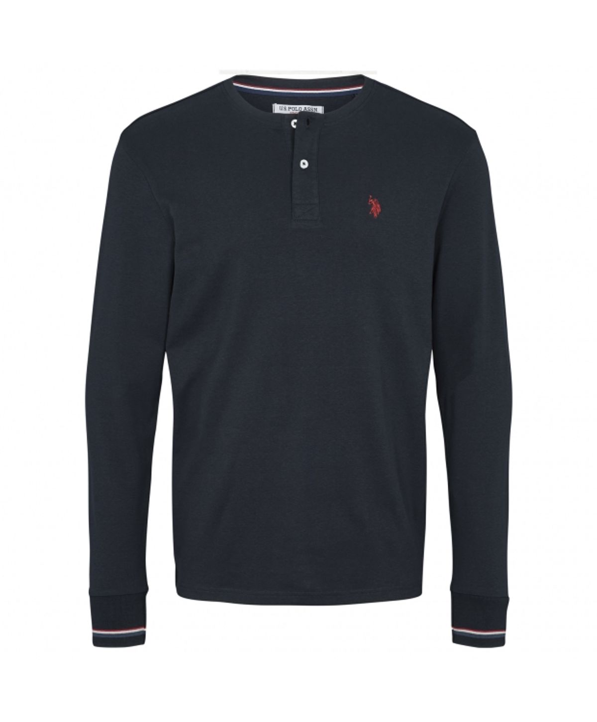 U.S POLO ASSN langærmet t-shirt m. knapper i navy til herre | Regular fit |