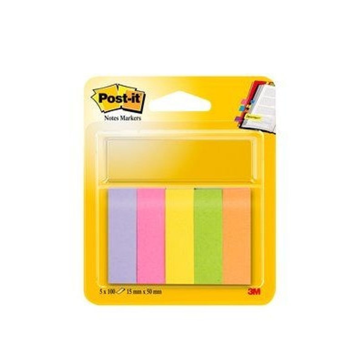 Udgår: Post-it Indexfaner 15x50 papir ass. neon, 5 stk.