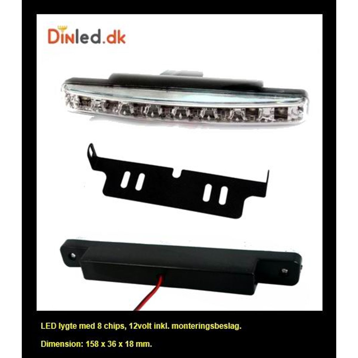 UDSALG - 2 stk. LED Lygte med 8 LED chips og monterings sæt 12 volt - Dinled - Markeringslys