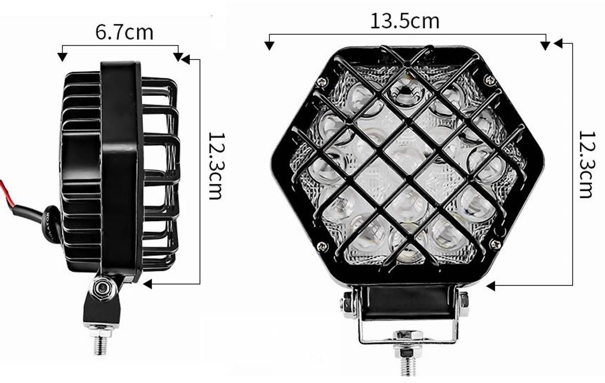 UDSALG - LED køretøjs projektør 48 watt 12/24/48 volt - med gitter - Dinled - Køretøjs projektører