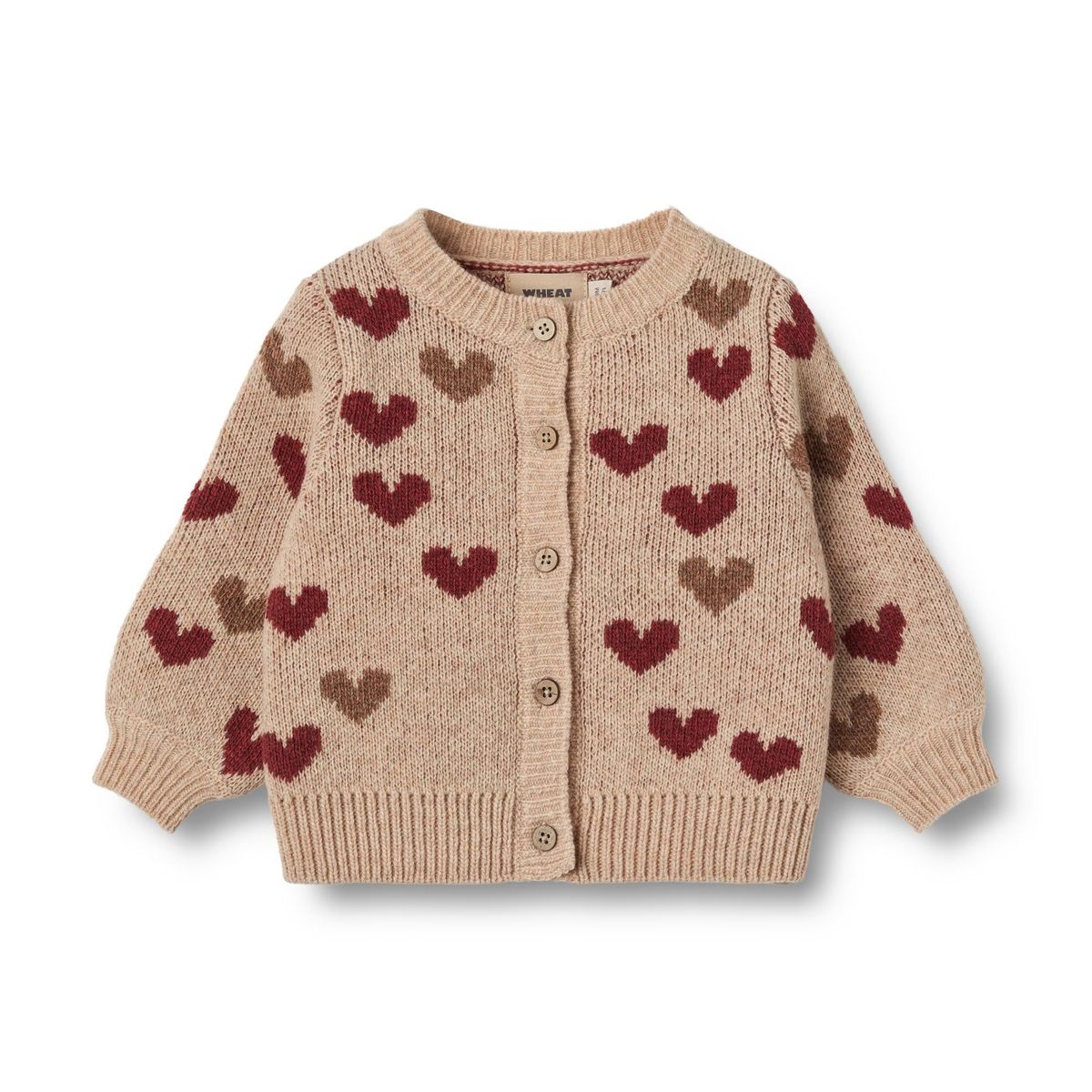 UDSALG - Wheat Cardigan Jacquard Hearts - Wheat - Cardigans - GladeRollinger.dk