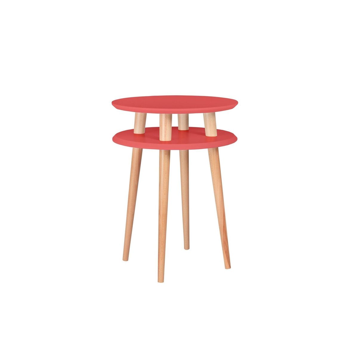 UFO Sidebord diameter 45cm x højde 61cm - Living Coral / hvide Ben