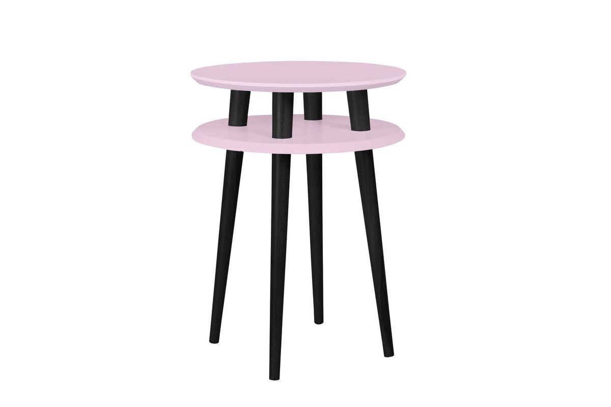 UFO Sidebord diameter 45cm x højde 61cm - Pink/sorte ben