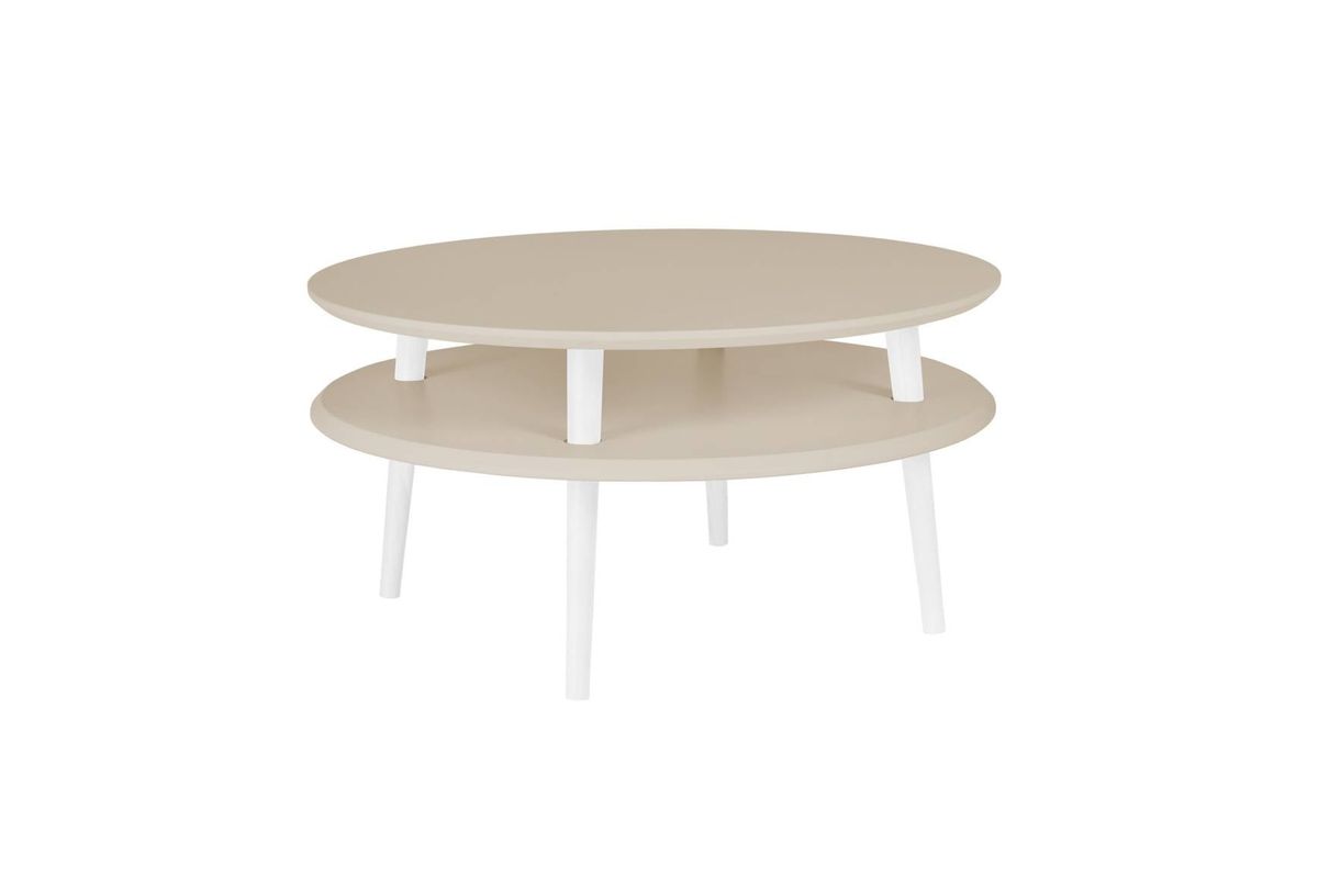 UFO Sofabord Diam 70cm x Højde 35cm Brun Beige Hvid Ben